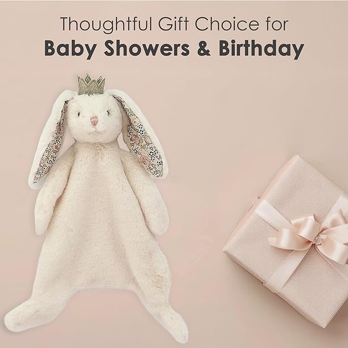 MON AMI Princess Bunny Baby Security Blanket | Soft Plush Lovey for Infants & Toddlers | 15" Snuggle Comforter | Newborn Essential