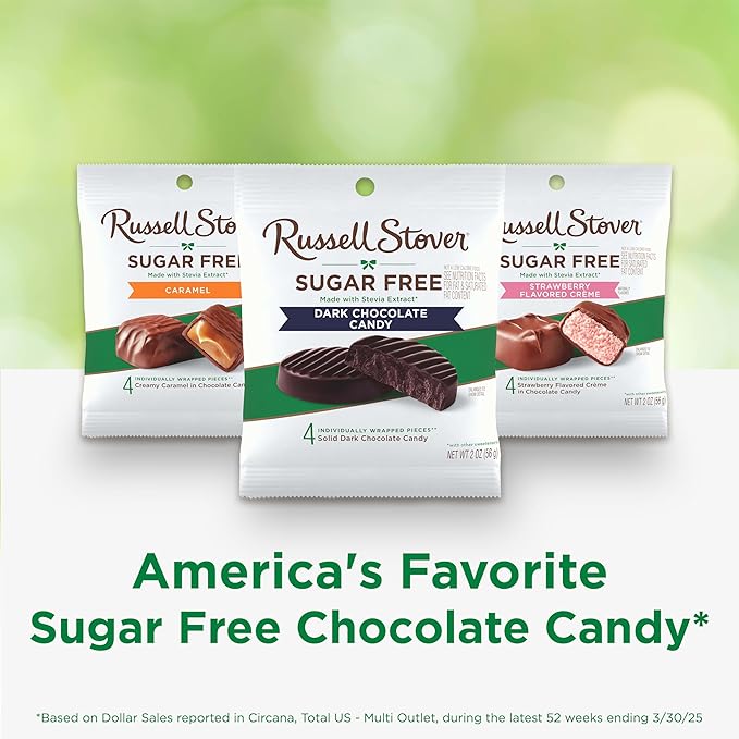 RUSSELL STOVER Sugar Free Dark Chocolate Medallions Candy, 2 oz. bag (Pack of 10)