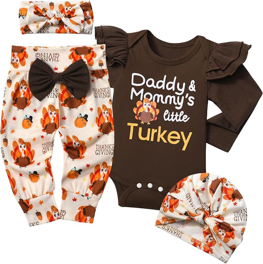 Infant Newborn Baby Girl Clothes Baby Girl Outfits For All Seasons Long Sleeve Snap Romper Pant Sets With Headband