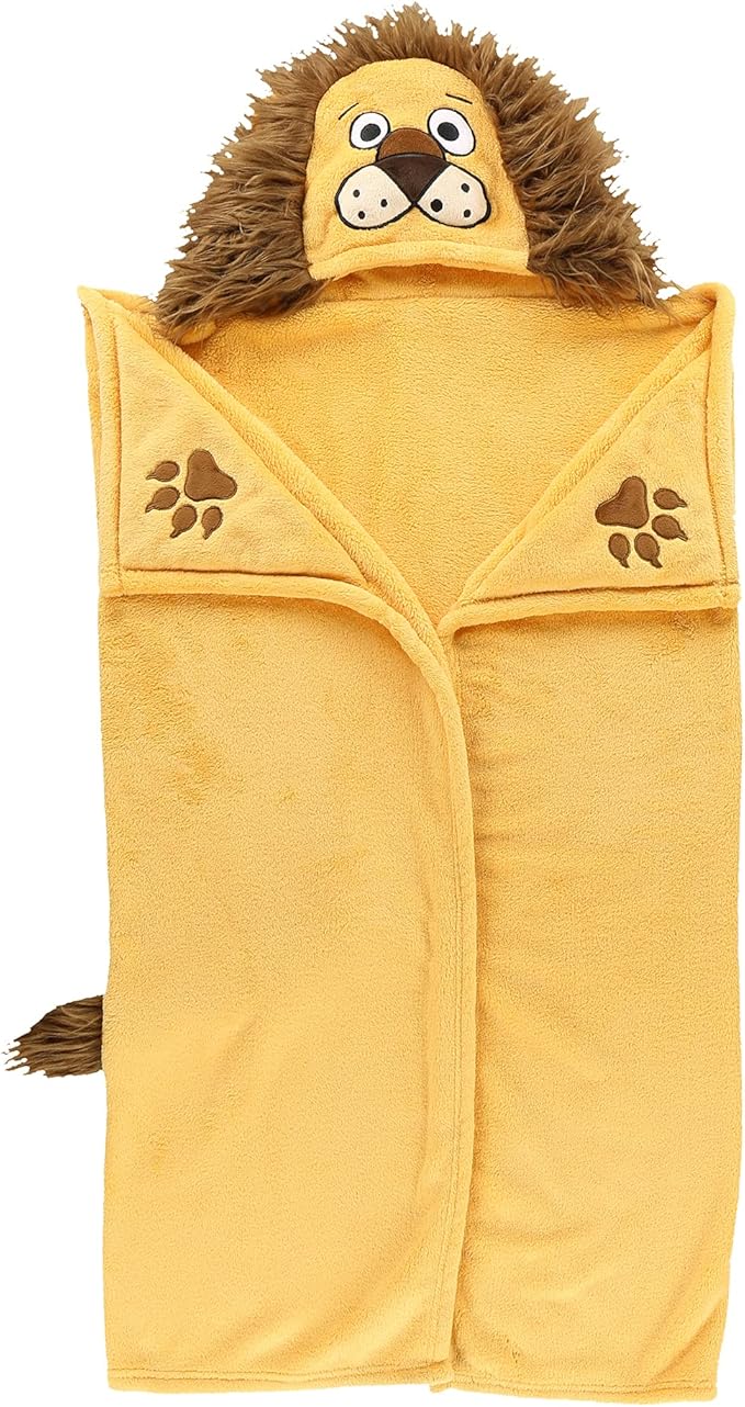 Lazy One Wearable Hooded Blanket for Kids, Animal Hooded Blanket (Lion)