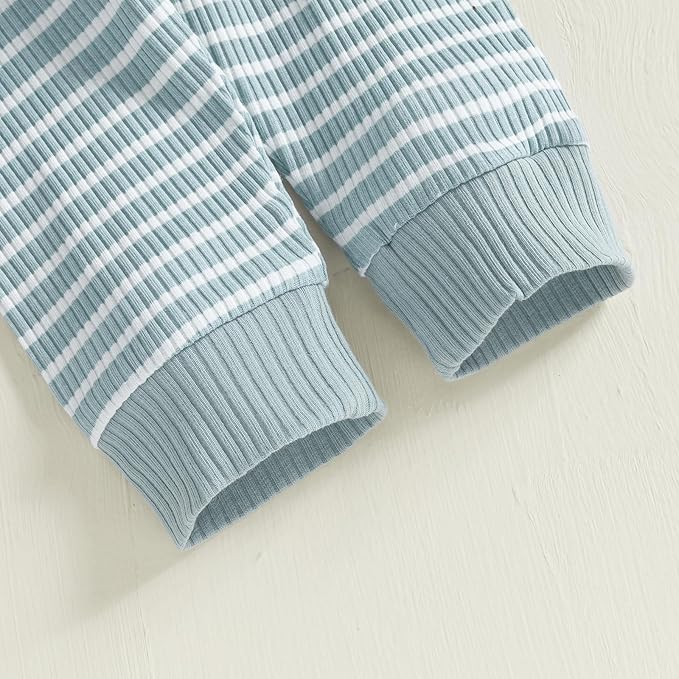 Newborn Baby Boy Girl Clothes Ribbed Knitted Long Sleeve Romper Pants Solid Cotton Infant Fall Winter Outfits 2Pcs