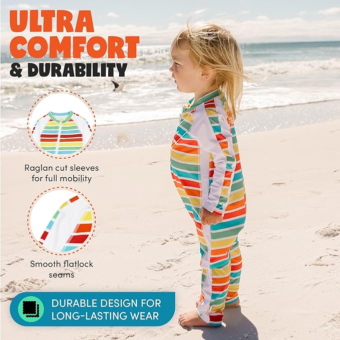 SwimZip Boys' Long-Sleeve UPF 50+ Swimsuit for Baby, Toddler, & Little Boys