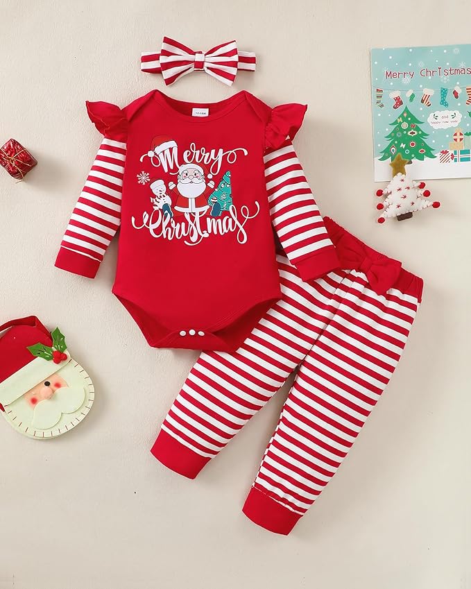 Infant Baby Girl Clothes Newborn Girl Outfit Long Sleeve Romper Pants Set Cute Baby Clothes for Girls Fall/Winter