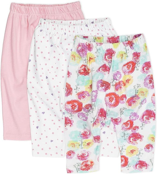 HonestBaby Unisex-Baby Multipack Harem Pants Roomy Fit Pull on Bottoms 100% Organic Cotton for Baby Boys, Girls