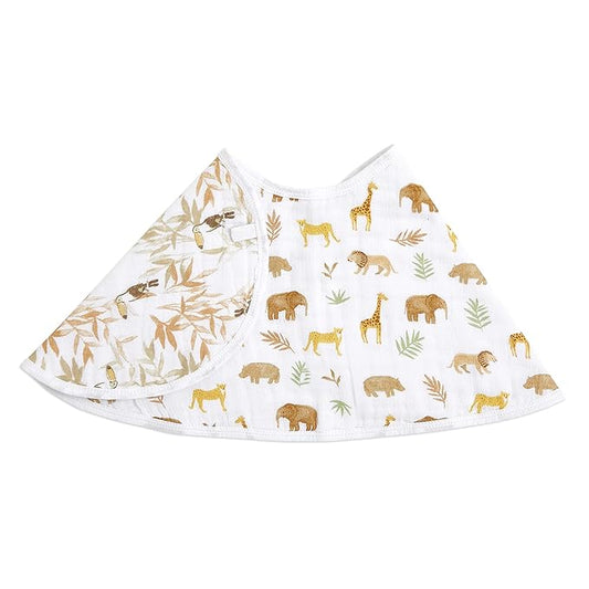 aden + anais Essentials Burpy Bib, 100% Cotton Muslin, Soft Absorbent 4 Layers, Multi-Use Burp Cloth and Bib, 22.5" X 11", Single, Tanzania