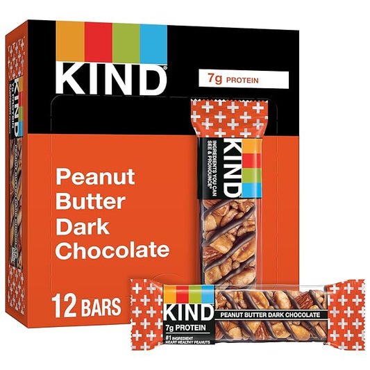 KIND Nut Bars, Peanut Butter Dark Chocolate, Healthy Snacks, Gluten Free, 8g Protein, 12 Count