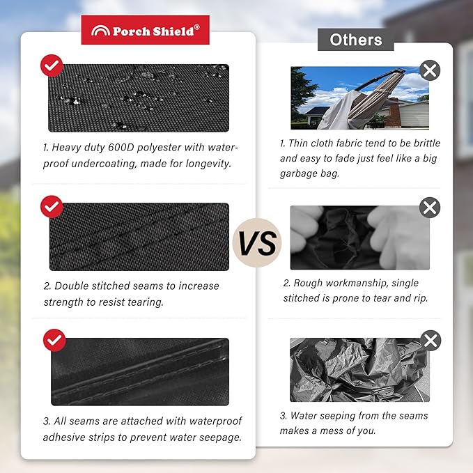 Porch Shield Patio Umbrella Cover - Outdoor Waterproof Garden Market Parasol Covers Fits Market Umbrella up to 12 Feet, Black