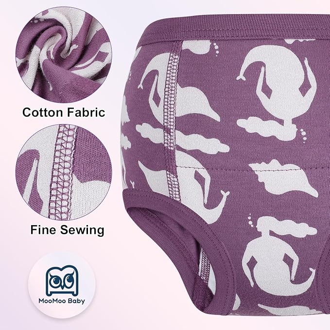 MooMoo Baby Training Underwear 10 Packs Absorbent Potty Training Pants for Boys and Girls Cotton Pee Pants 2T-9T