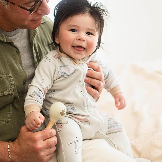 Burt's Bees Baby Baby Girls Pajamas, Zip Front Non-Slip Footed Sleeper Pjs, 100% Organic Cotton