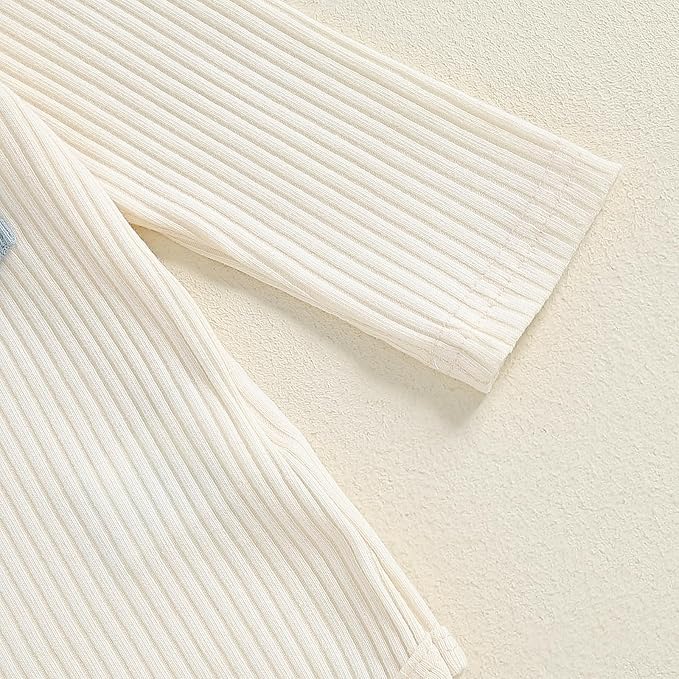 fhutpw Baby Boy Clothes 3 6 12 18 Months Ribbed Knitted Long Sleeve Romper and Pants Sets Newborn Fall Splicing Color Outfits