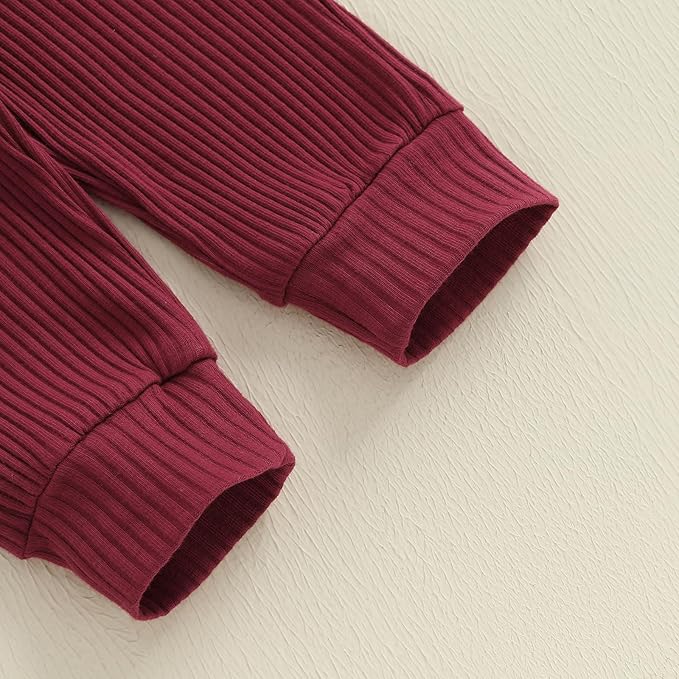 fhutpw Baby Boy Clothes 3 6 12 18 Months Ribbed Knitted Long Sleeve Romper and Pants Sets Newborn Fall Splicing Color Outfits