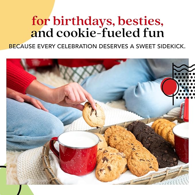 David’s Cookies Happy Birthday Assorted Cookies Gift Tin – 8 Fresh Baked Gourmet Cookies in Chocolate Chunk, Peanut Butter Chip, Double Chocolate Chunk & Oatmeal Raisin – Dessert Gift for Birthdays
