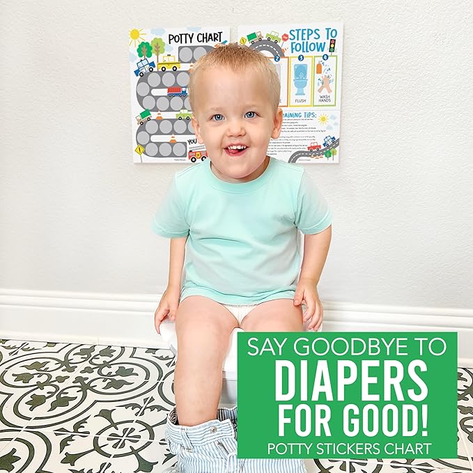 Hadley Designs Potty Training Chart for Boys with Fun Reward Stickers – Sticker Chart for Kids Potty Training, Potty Training Chart for Toddlers Boys, Sticker Chart for Potty Success