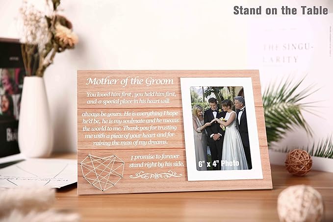Picture Frame Gift for Mother of the Groom from Bride-Thank You for Raising the Man of My Dreams-Wedding Gift for New Mom-Bridal Shower Present-Photo Frame Keepsake-Future Mother in Law Present