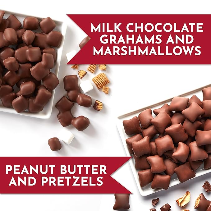 Fannie May, Milk Chocolate Candy, S'mores Snack Mix and Peanut Butter Pretzel Snack, 2 Pack, 18 oz and 22 oz Bags