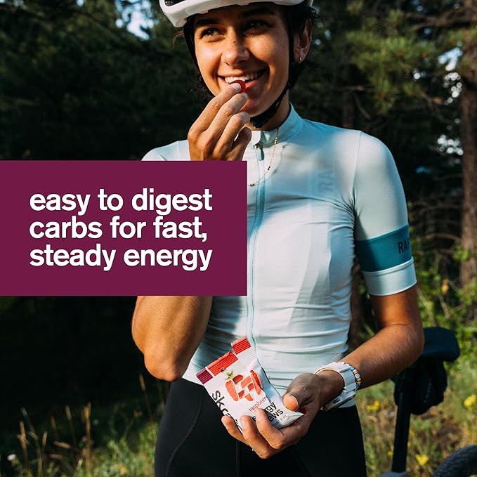 Skratch Labs Energy Chews | Gummies for Running, Cycling, and Sports Performance | Gel Alternative | Raspberry (10 Pack) | Gluten Free, Vegan