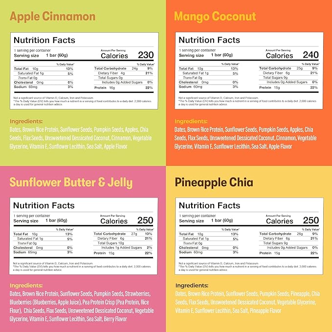 Amrita Nut Free Vegan Protein Bars (12 CT PK of 3) | Variety Pack 15g Plant-Based Protein Bar | Peanut-Free, Gluten Free, and Dairy-Free | No Added Sugar, High Fiber, Healthy Snacks for Kids/Adults