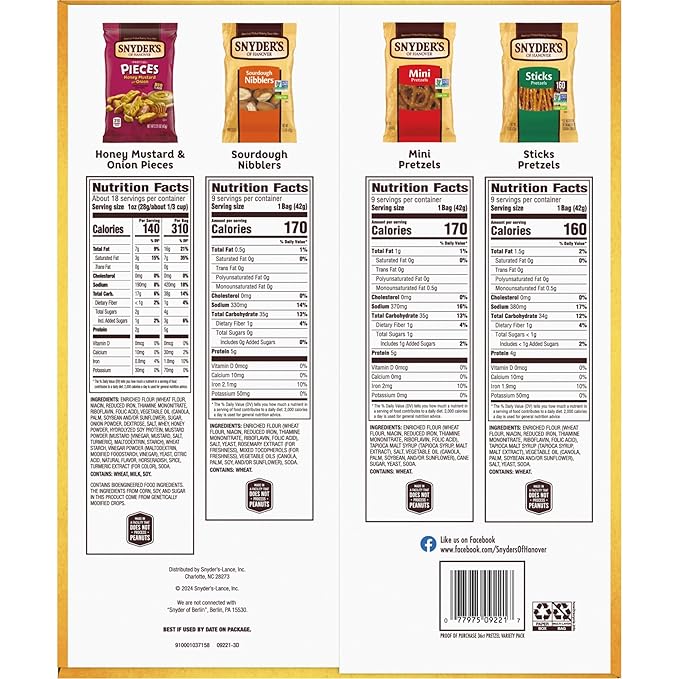 Snyder's of Hanover Variety Pack Pretzels, 36 Count Variety Pack (Pack of 36)