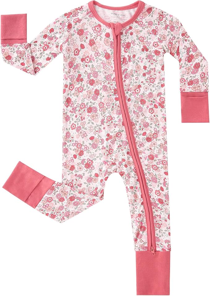pureborn Baby Boys Girls Sleeper Snug Fit Viscose from Bamboo Pajamas 0-24 Months