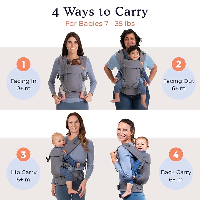 Beco Baby Gemini Newborn to Toddler Carrier - Front, Back and Hip Seat, Backpack & Front With Adjustable Seat, Ergonomic Holder 7-35lbs (Pink Linen)