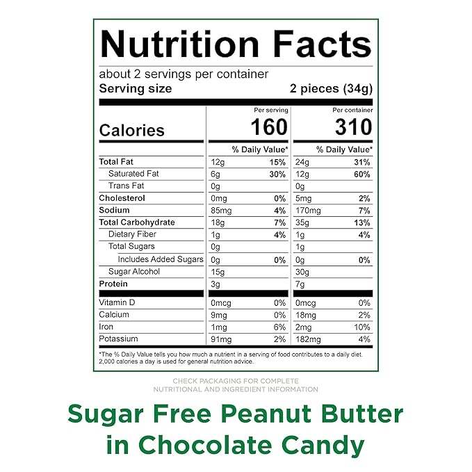 RUSSELL STOVER Sugar Free Peanut Butter Chocolate Candy, 2.4 oz. bag (Pack of 10)