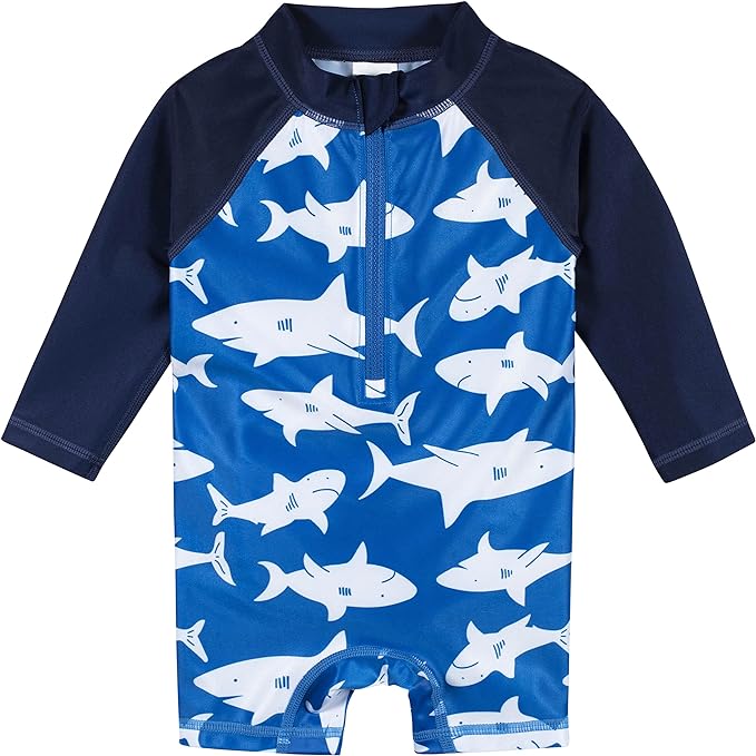 Gerber Boys' Toddler Long Sleeve One Piece Sun Protection Rashguard Swimsuit