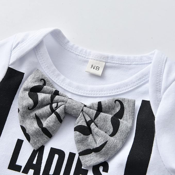 KuKitty Newborn Infant Baby Boy Clothes Long Sleeve Romper + Pants + Hat 3PCS Outfits Set