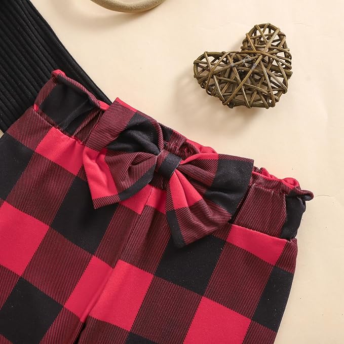 Baby Girls Clothes Ribbed Romper Bodysuit Pants Headband Set Fall Winter Outfits