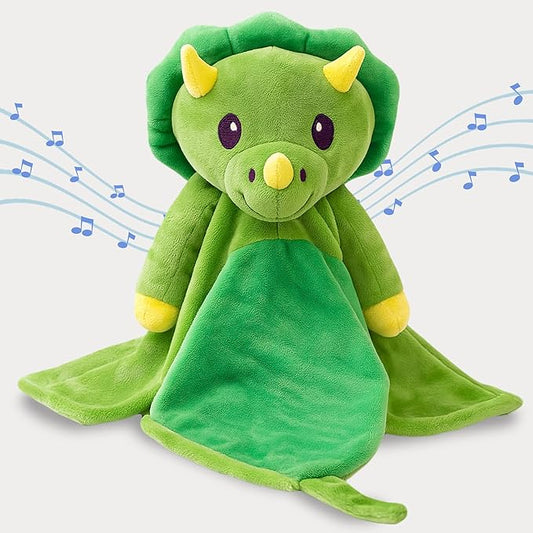 Love By Emi Baby Music Lovey Green Dino, Baby Sleep Soother for Crib & Cuddle Bedtime, White Noise with a Heartbeat & Lullaby, Plush Sound Machine Toy, Stuffed Animal for Newborns, Infants & Toddlers
