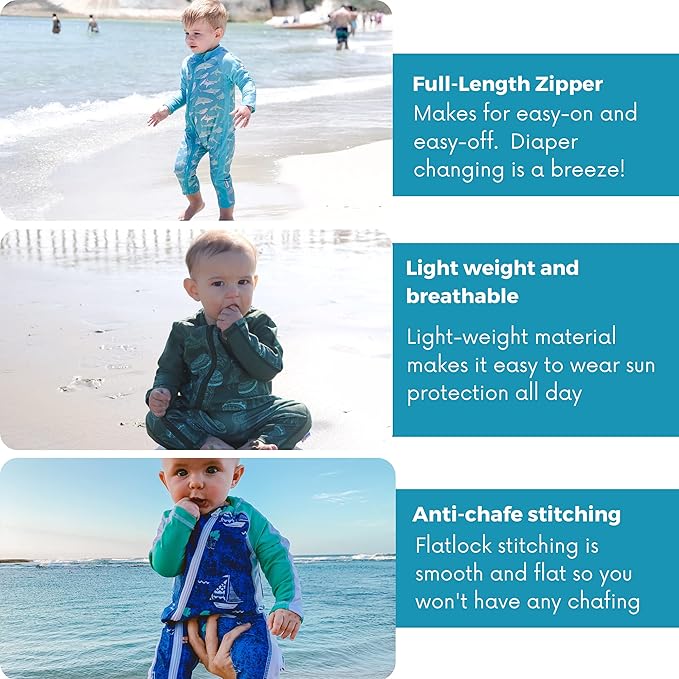 SwimZip Boys' Long-Sleeve UPF 50+ Swimsuit for Baby, Toddler, & Little Boys
