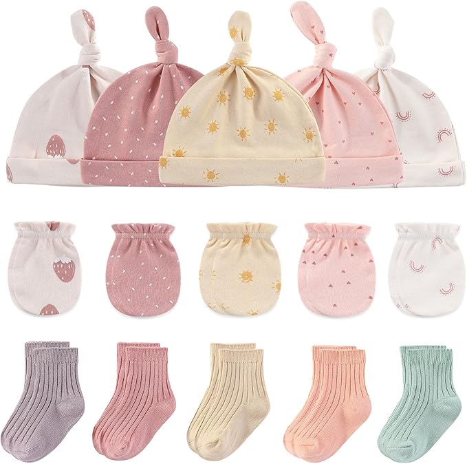 Baby Hats Mittens and Socks Set Cotton Newborn Hat Beanie Soft Infant Girls Boys Caps Gloves 0-6 month