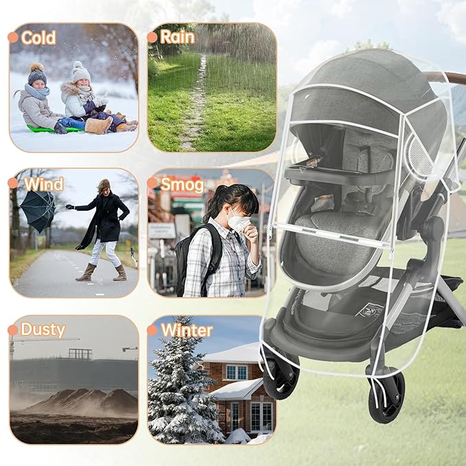 Stroller Rain Cover Compatible with Graco - Waterproof Stroller Rain Cover, Windproof Travel Weather Shield, Durable Protect from Dust and Snow with Breathable, Travel Strollers Accessories