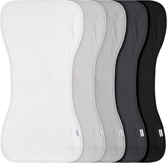 Gerber Baby Unisex Burp Cloths 5-Pack, White Black, Size 10.5" x 21"