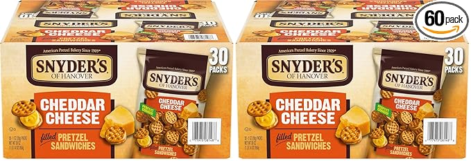 Snyder's of Hanover Pretzel Sandwiches, Cheddar Cheese, Snack Packs, 30 Ct (Pack of 2)