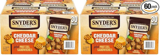 Snyder's of Hanover Pretzel Sandwiches, Cheddar Cheese, Snack Packs, 30 Ct (Pack of 2)
