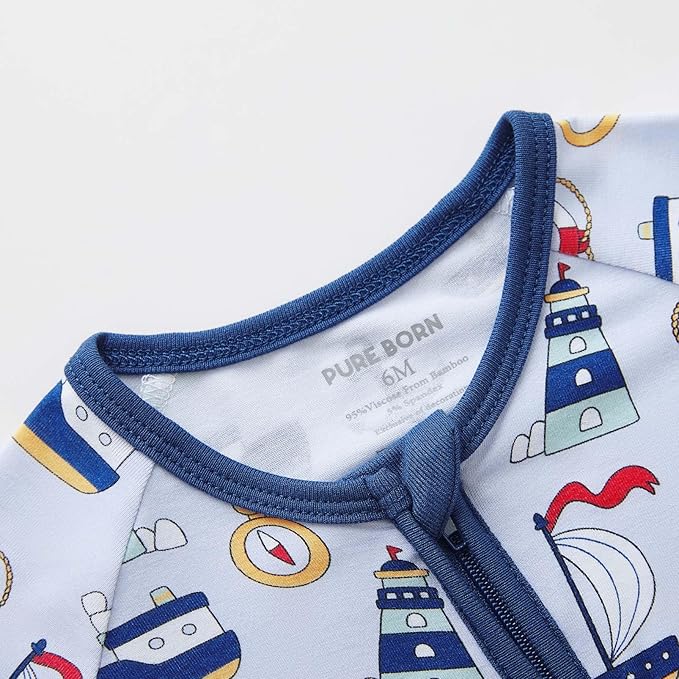 pureborn Baby Infant Boys Girls Sleeper Snug Fit Viscose from Bamboo Pajamas 0-24 Months