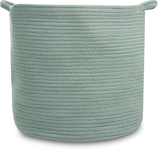 Natemia Large Woven Storage Basket (15" x 15" x 14") - Baby & Toy Organizer, Blanket Basket, Perfect Baby Registry Gift