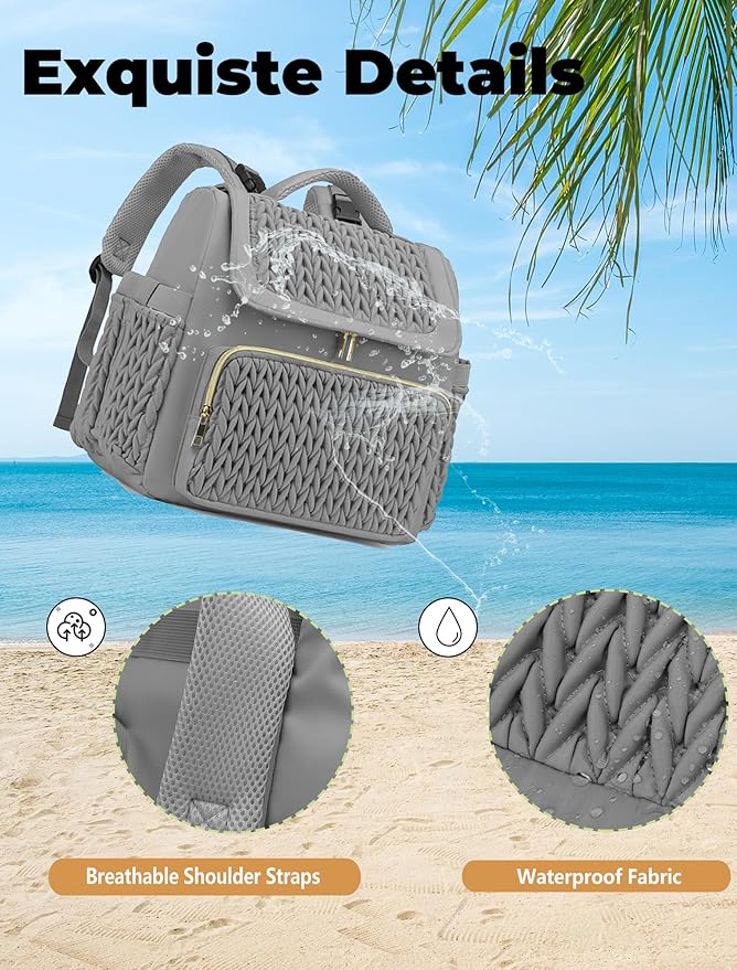 Diaper Bag Backpack, Baby Bag with Changing Pad, Travel Waterproof Diaper Bag Tote, Newborn Essentials Must Haves, Luxury baby shower gifts for boys & Girls, Grey
