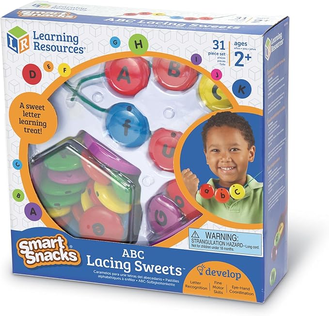 Learning Resources Smart Snacks ABC Lacing Sweets, Fine Motor Toy, 31 Pieces, Ages 2+