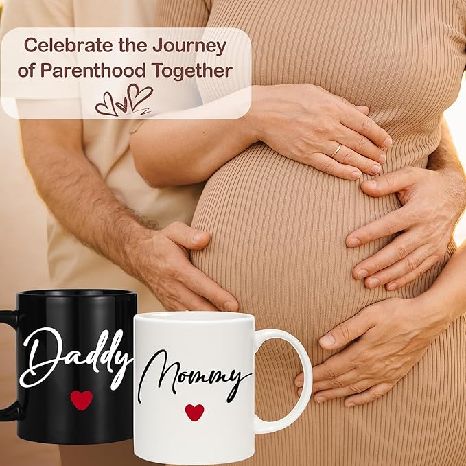 Breezy Valley New Parents Gender Reveal Gifts for Couples - Baby Shower Gifts for New Mom and Dad, First Time Mommy Daddy Mug Gift Set, Pregnancy Gift for Expecting Mom Dad to Be, Baby Gift Basket