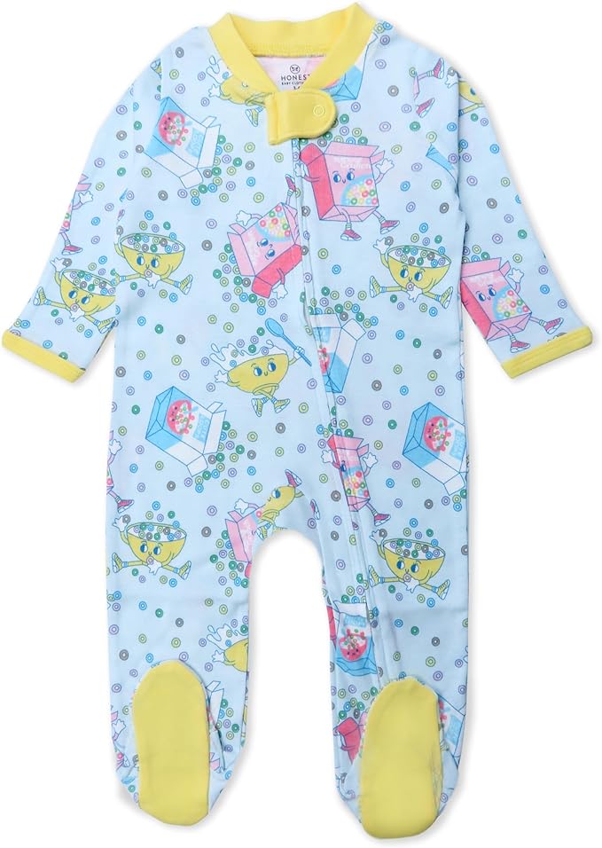 HonestBaby Sleep & Play Footed One-piece Pajama Sleeper 100% Organic Cotton, Baby Boys