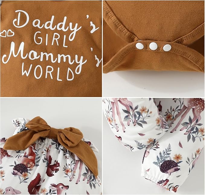 AMAWMW Newborn Baby Girl Clothes Infant Baby Ruffle Romper Pants Summer Outfits 4PCS Gifts Set Toddler Girls' Clothing