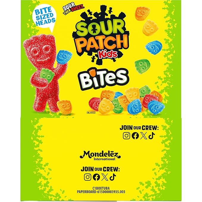 SOUR PATCH KIDS Bites Soft & Chewy Candy, 12-1.8 oz Tubes