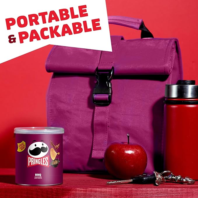 Pringles Potato Crisps Chips, Lunch Snacks, Office and Kids Snacks, Grab N' Go, BBQ (12 Cans)