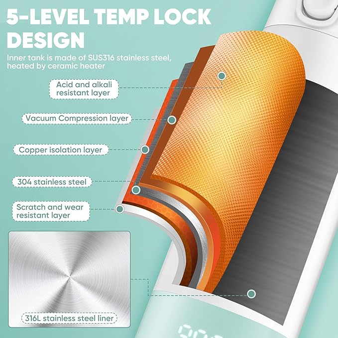 Portable Bottle Warmer for Travel,Portable Milk Warmer for Baby-12oz Ceramic Heater Heating,Fast Charging & Cordless Portable Baby Bottle Warmer -Dual Heating Modes for Breast Milk & Water,Green