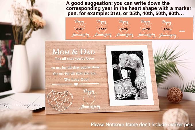 Happy Wedding Gifts for Mother Father-for All That You're Been to Us, for All That You've Done for Us-Anniversary Marriage Photo Frame Present for Mom Dad -Parents Picture Frame from Son Daughter