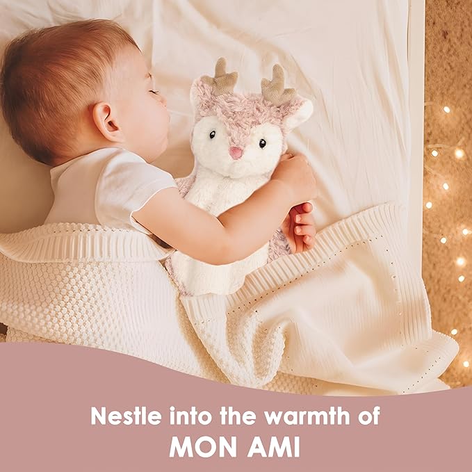 MON AMI Noelle Reindeer Plush Lovey for Babies – 15”, Security Blanket for Newborns, Baby Snuggle Toy