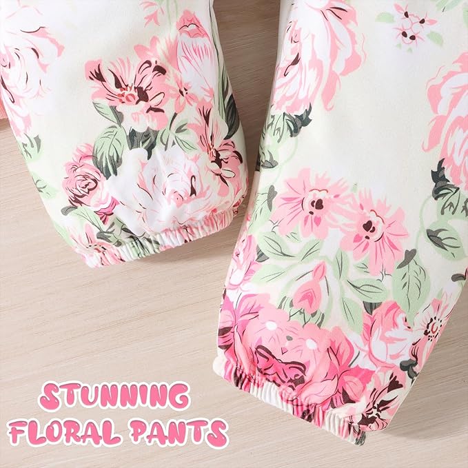 GDTOGRT Baby Girl Clothes Newborn Infant Outfits Ruffle Romper+ Floral Pants + Cute Headband Sets for Girls