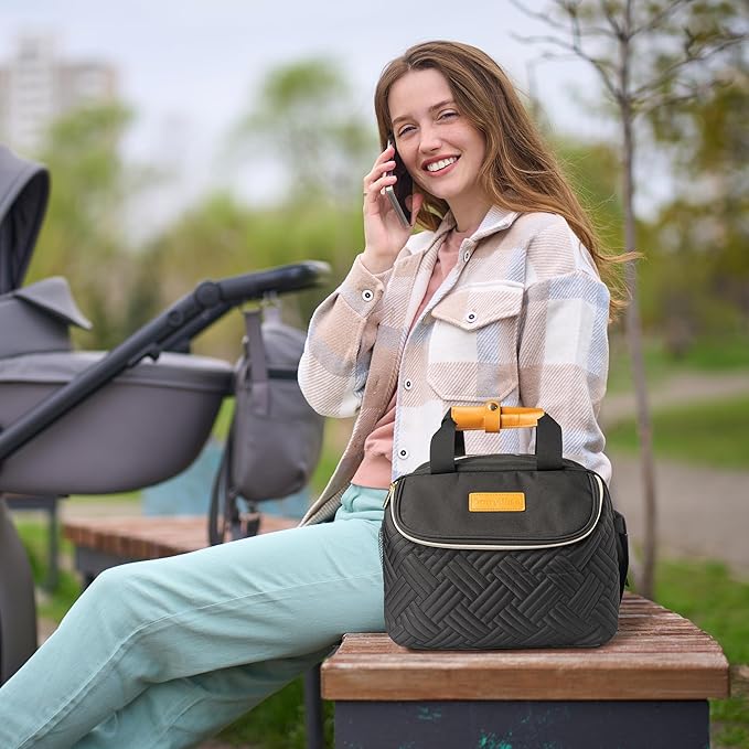 Wearable Breast Pump Bag Portable Breast Pumping Travel Bags for Work Mom Breastmilk Cooler Carrying Case for 6 Bottles with Adjustable Shoulder Strap Dividers Changing Mat