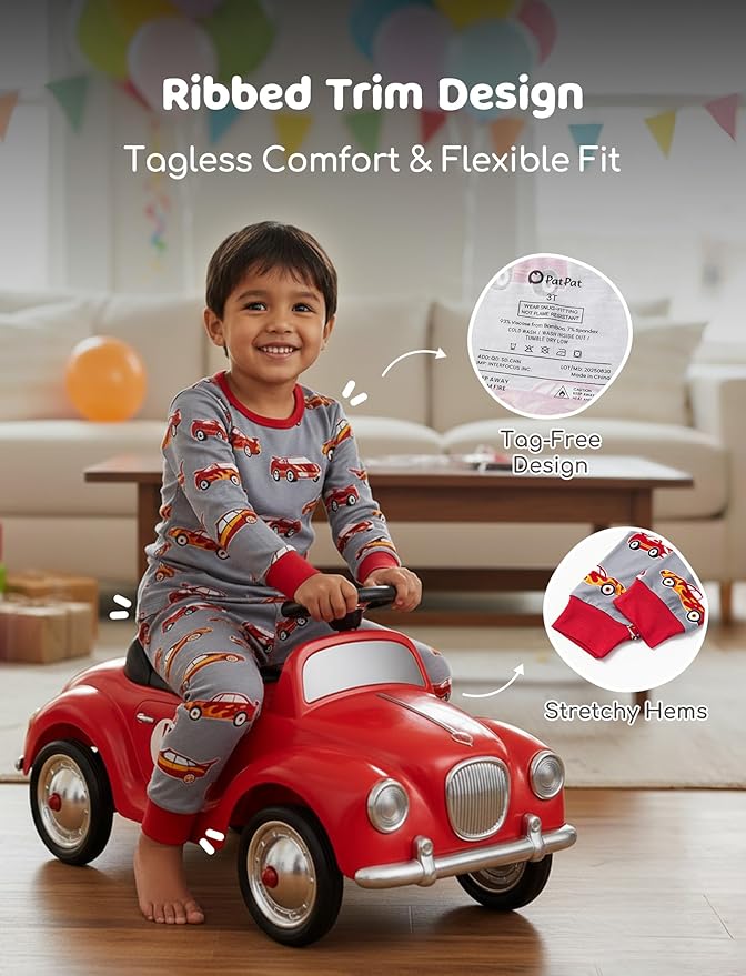 PATPAT Bamboo Viscose Pajama Sets for Toddler Boys & Girls Baby Kids, Ultra-soft Snug fit Pjs Sleepers for Birthday Holiday